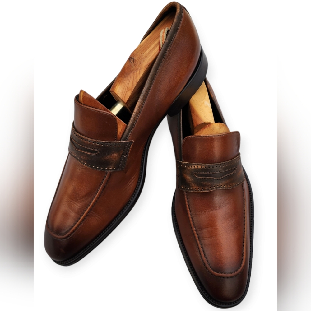 Bruno Magli Brown Leather Penny Loafers